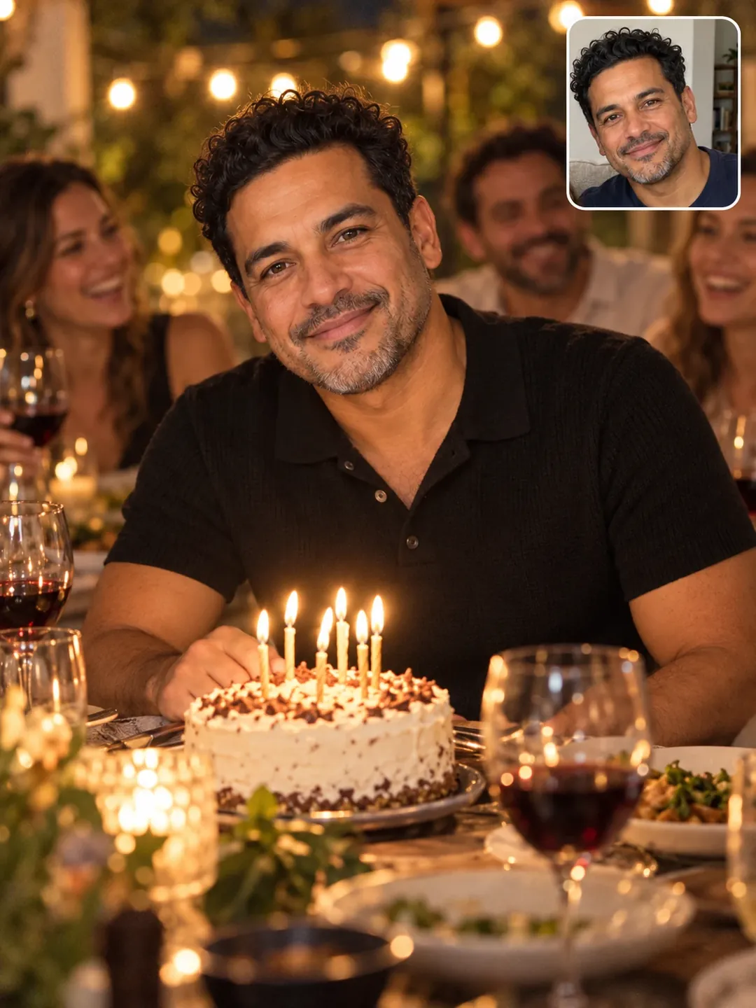 Candlelit birthday dinner AI photoshoot