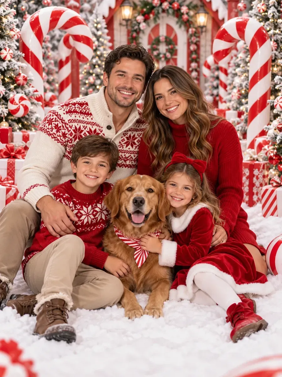 Christmas photo prompt result: Candy Cane Family Christmas Card