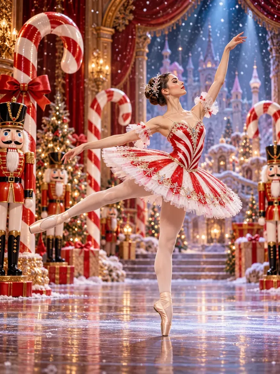 Christmas photo prompt result: Candy Cane Nutcracker Ballerina