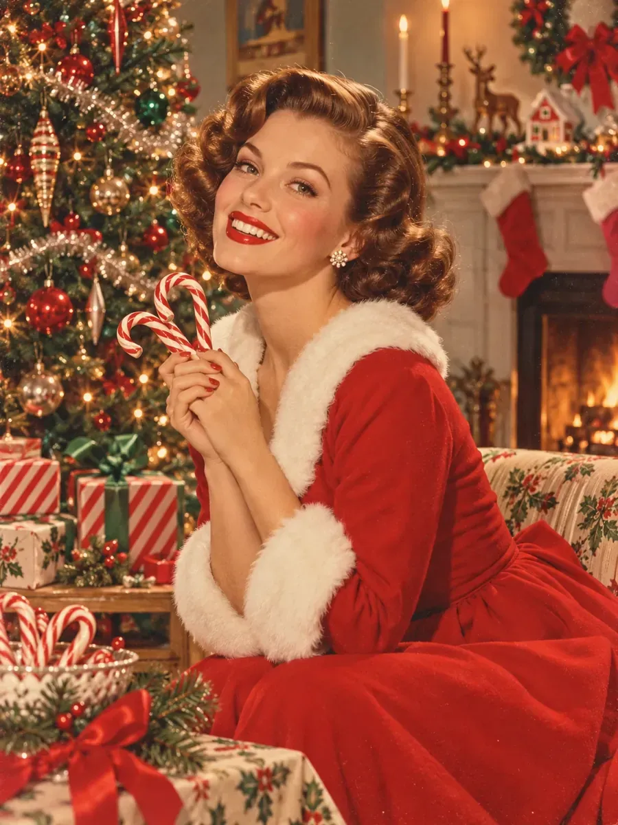 Christmas photo prompt result: Vintage 1950s Candy Cane Card