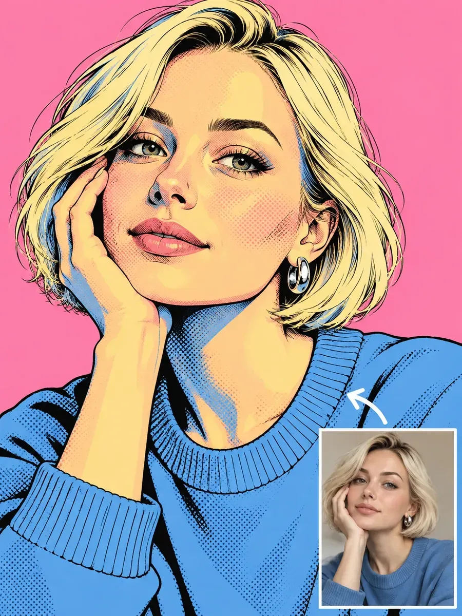 Selfie turned into a pop art portrait